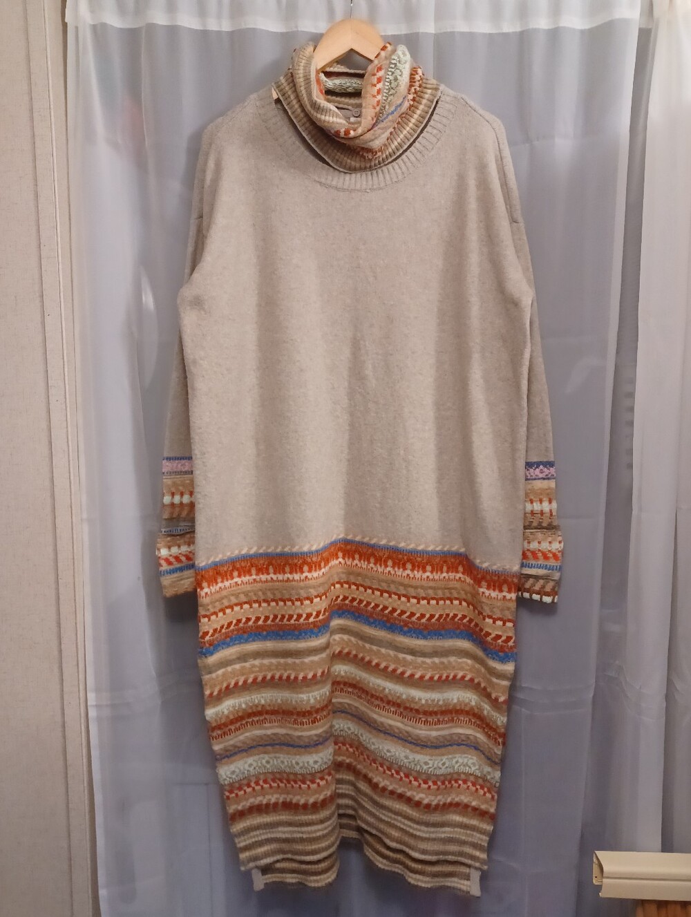 Daily Practice Turtleneck Sweater Dress Womens Medium Tan Colorful Anthropologie